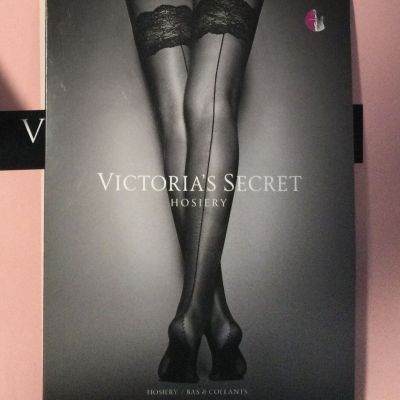 NEW Victorias Secret Hosiery Lace Top Thigh Highs w/ Reinforced Heel Small N6674